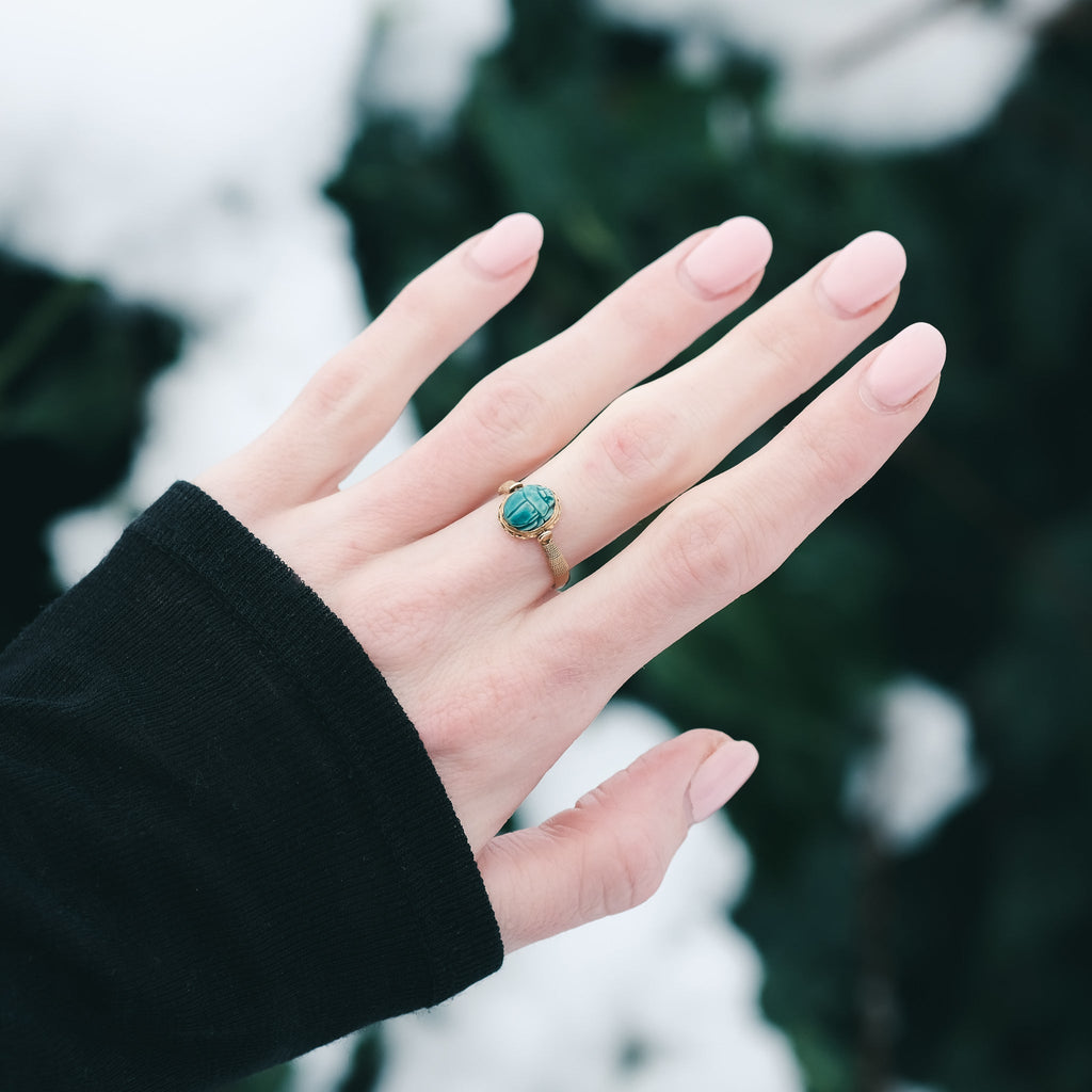 Egyptian Revival Scarab Swivel Ring - Lost Owl Jewelry