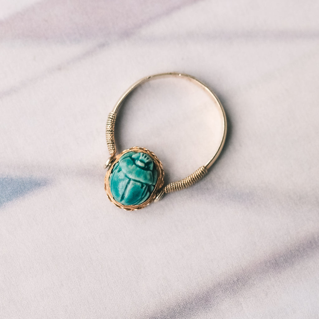 Egyptian Revival Scarab Swivel Ring - Lost Owl Jewelry