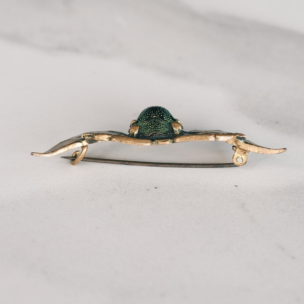 Egyptian Revival Winged Scarab Brooch - Lost Owl Jewelry