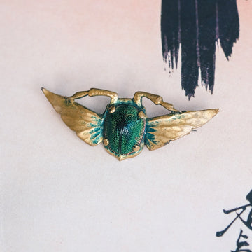 Egyptian Revival Winged Scarab Brooch - Lost Owl Jewelry