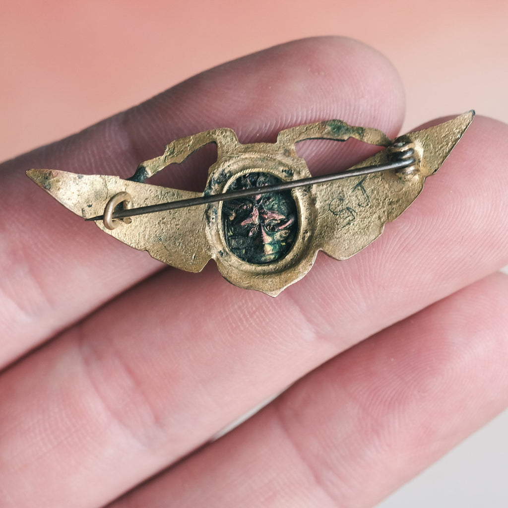 Egyptian Revival Winged Scarab Brooch - Lost Owl Jewelry