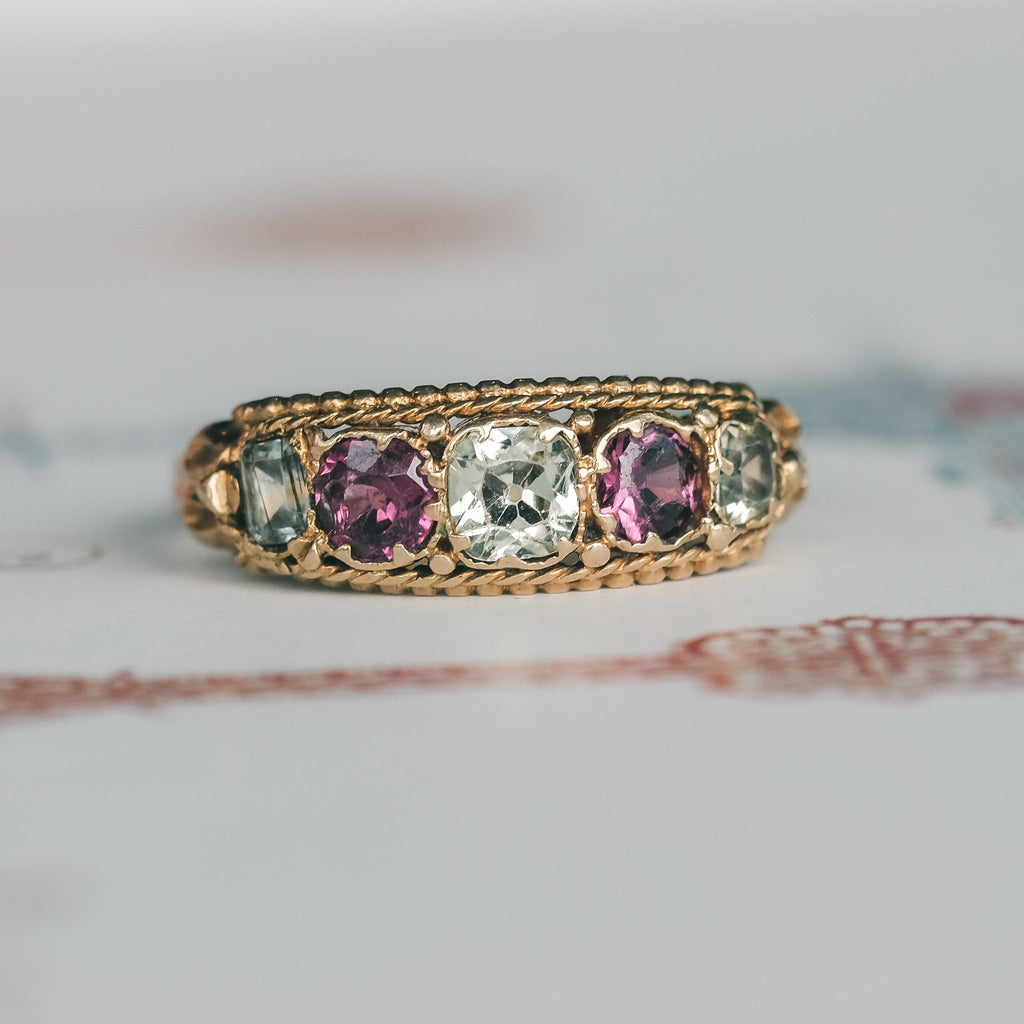 Etruscan Revival Chrysoberyl Ring - Lost Owl Jewelry