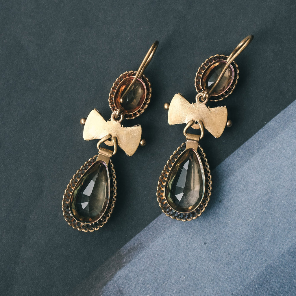 Etruscan Revival Citrine Earrings - Lost Owl Jewelry