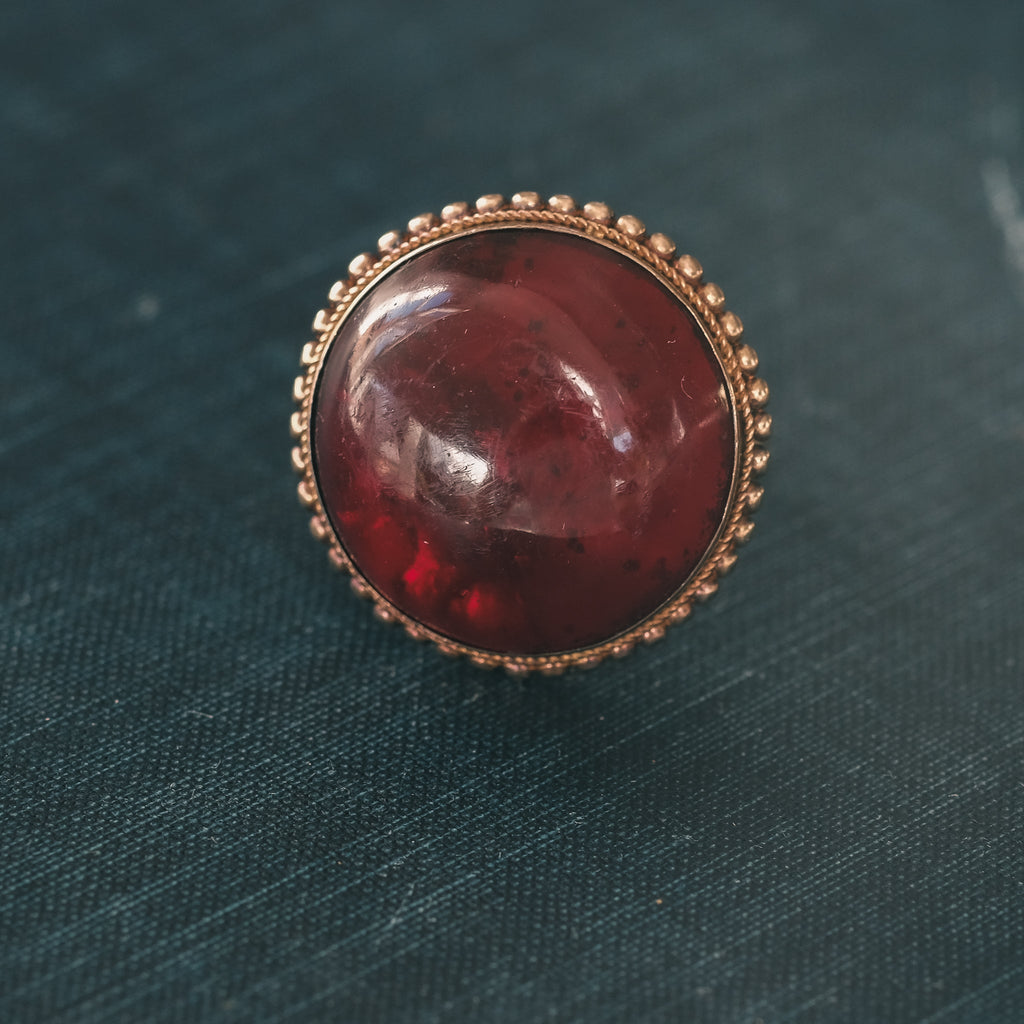 Etruscan Revival Garnet Ring - Lost Owl Jewelry