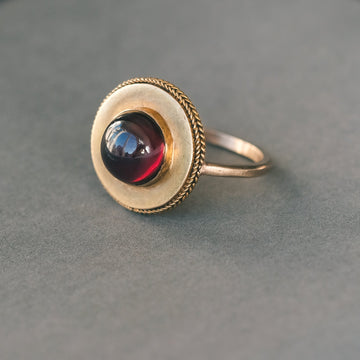 Etruscan Revival Garnet Ring - Lost Owl Jewelry