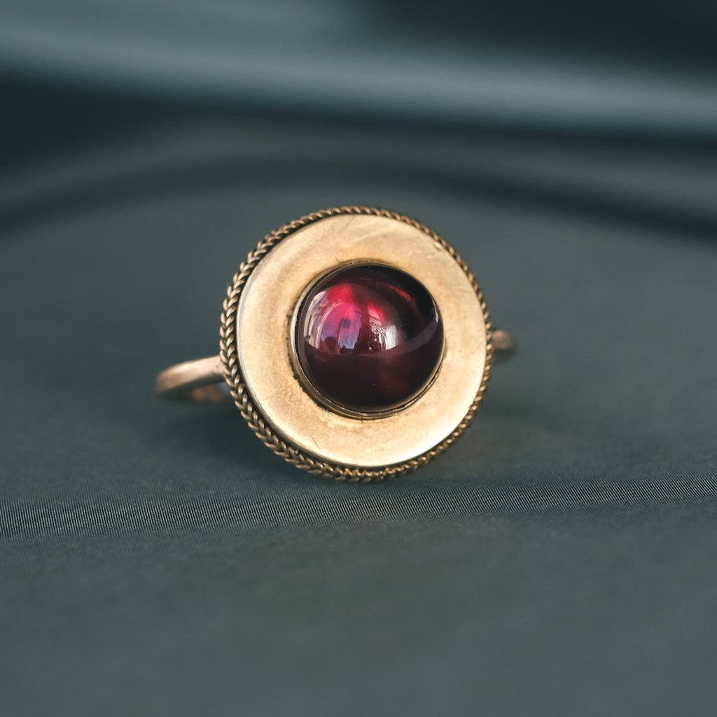 Etruscan Revival Garnet Ring - Lost Owl Jewelry