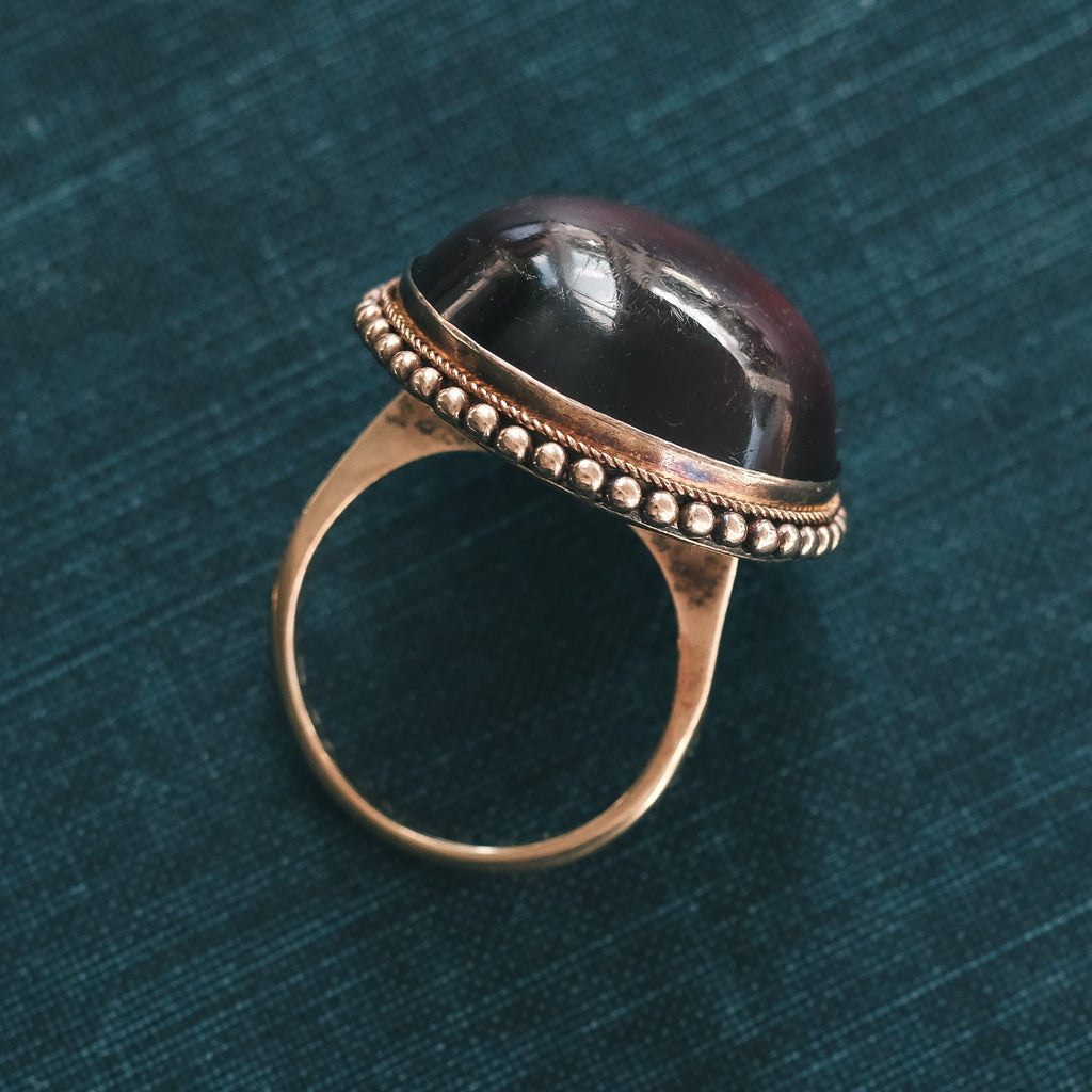 Etruscan Revival Garnet Ring - Lost Owl Jewelry