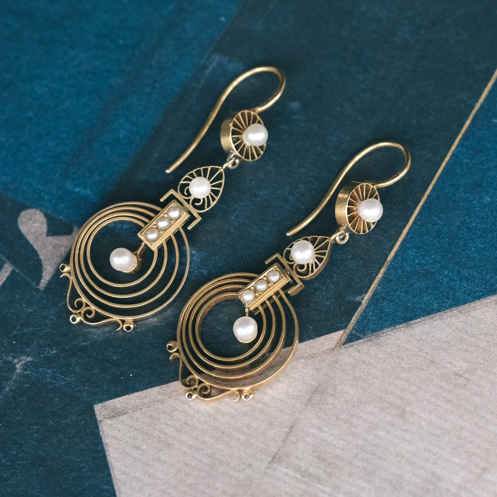 Etruscan Revival Pearl Earrings - Lost Owl Jewelry