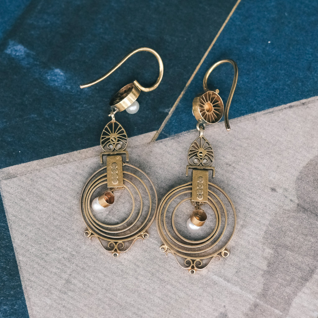 Etruscan Revival Pearl Earrings - Lost Owl Jewelry