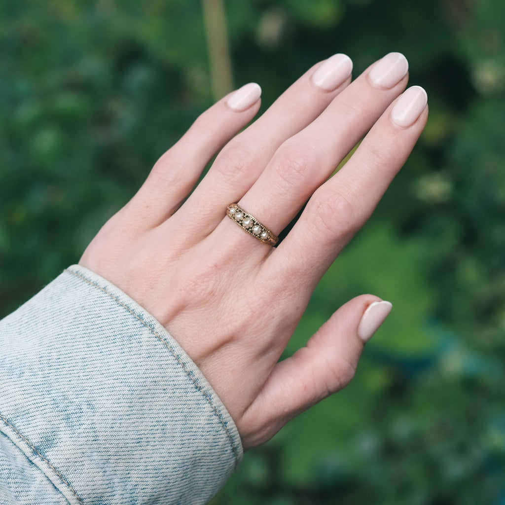 Etruscan Revival Pearl Ring - Lost Owl Jewelry