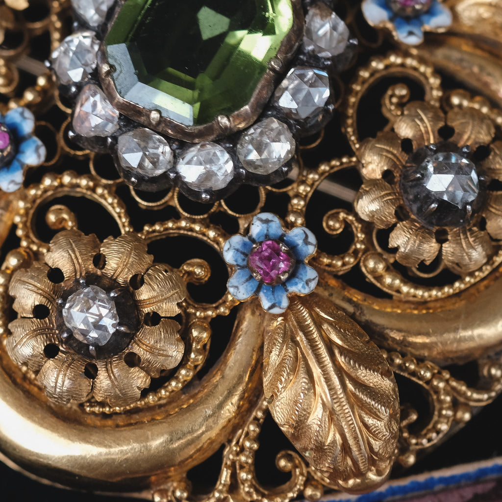 Etruscan Revival Quatrefoil Brooch - Lost Owl Jewelry