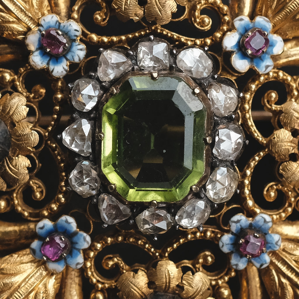 Etruscan Revival Quatrefoil Brooch - Lost Owl Jewelry