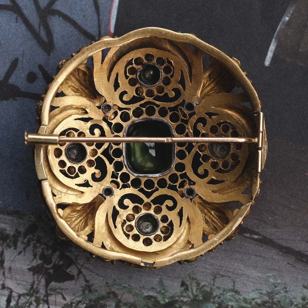 Etruscan Revival Quatrefoil Brooch - Lost Owl Jewelry