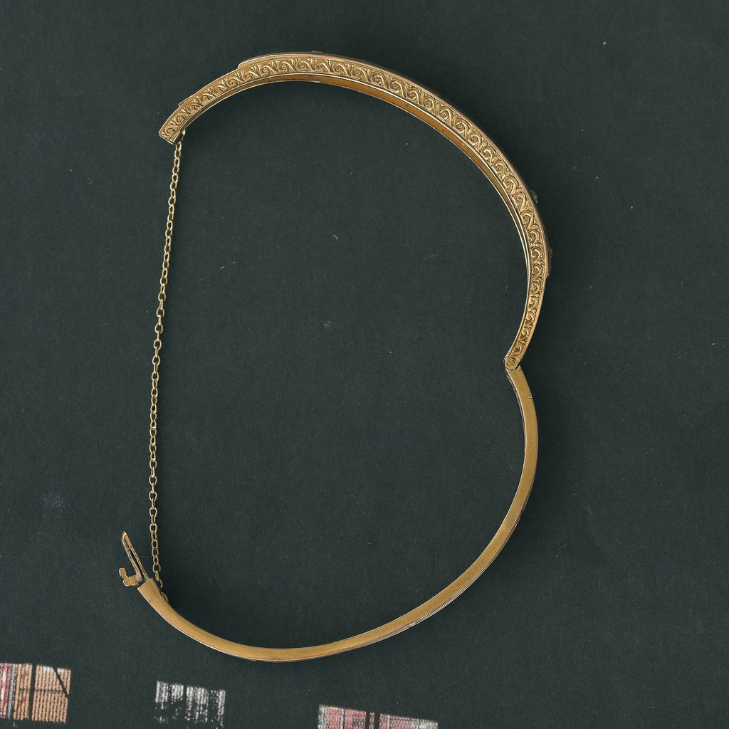 Etruscan Revival Ruby Bangle - Lost Owl Jewelry