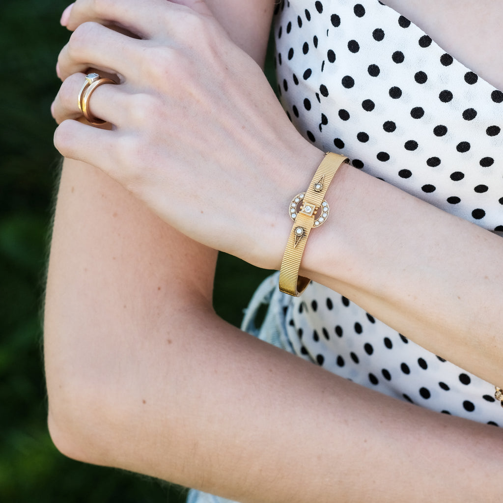 Etruscan Revival Textured Bangle - Lost Owl Jewelry