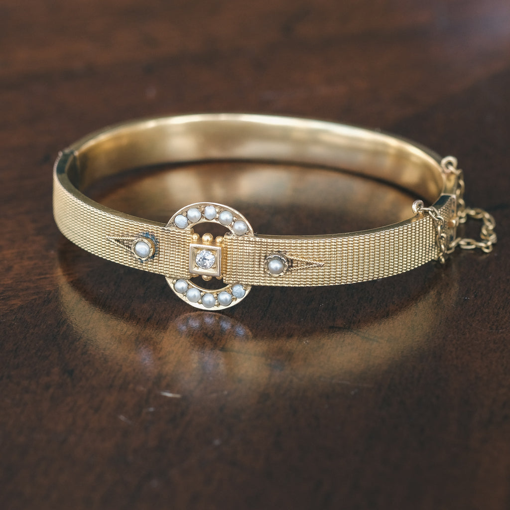 Etruscan Revival Textured Bangle - Lost Owl Jewelry