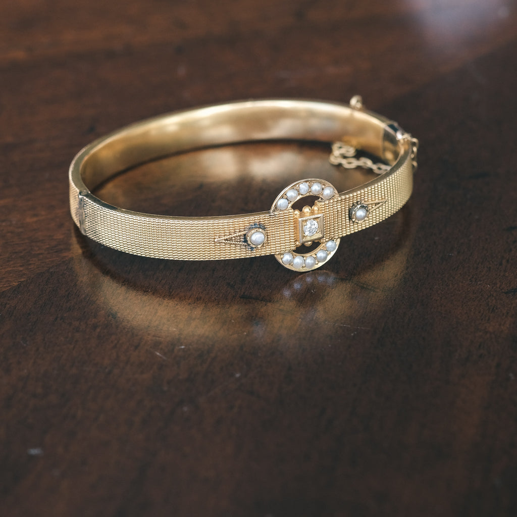 Etruscan Revival Textured Bangle - Lost Owl Jewelry