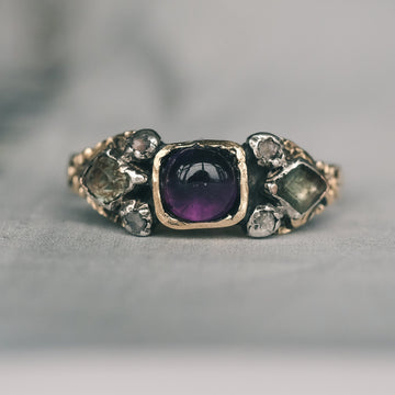 Georgian Amethyst & Chrysoberyl Ring - Lost Owl Jewelry