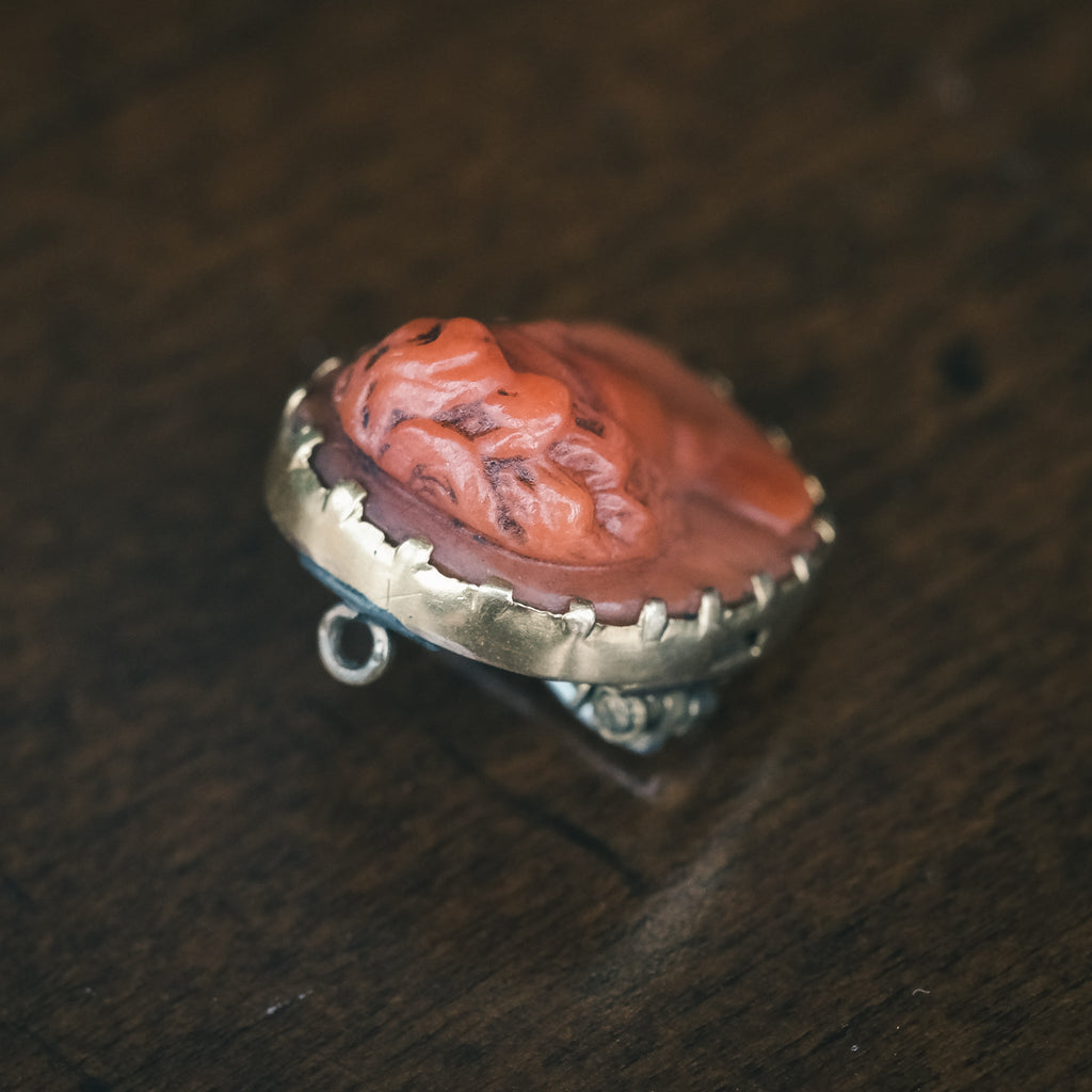Georgian 'Antinous' Coral Cameo Brooch - Lost Owl Jewelry
