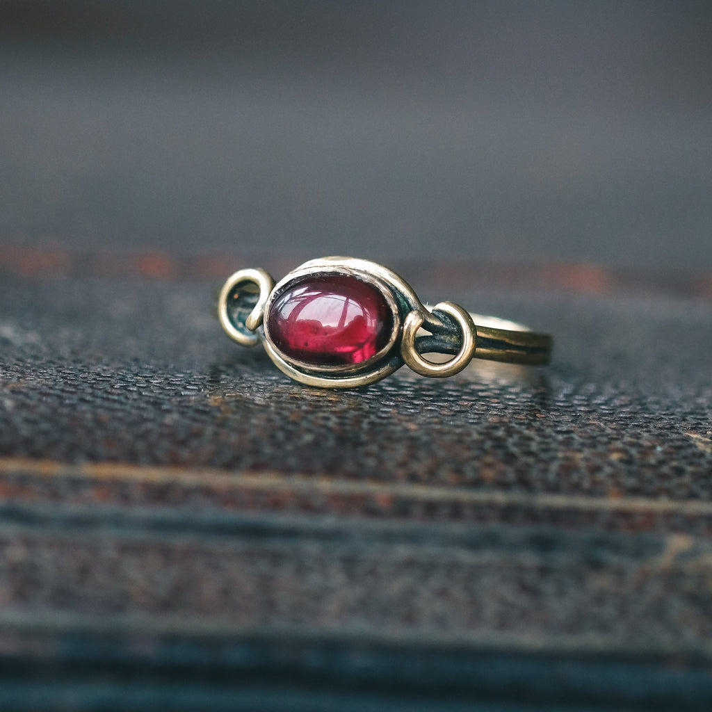 Georgian Carnet Cabochon Ring - Lost Owl Jewelry