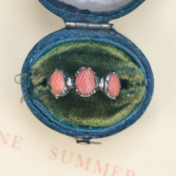 Georgian Carved Coral Ring - Lost Owl Jewelry