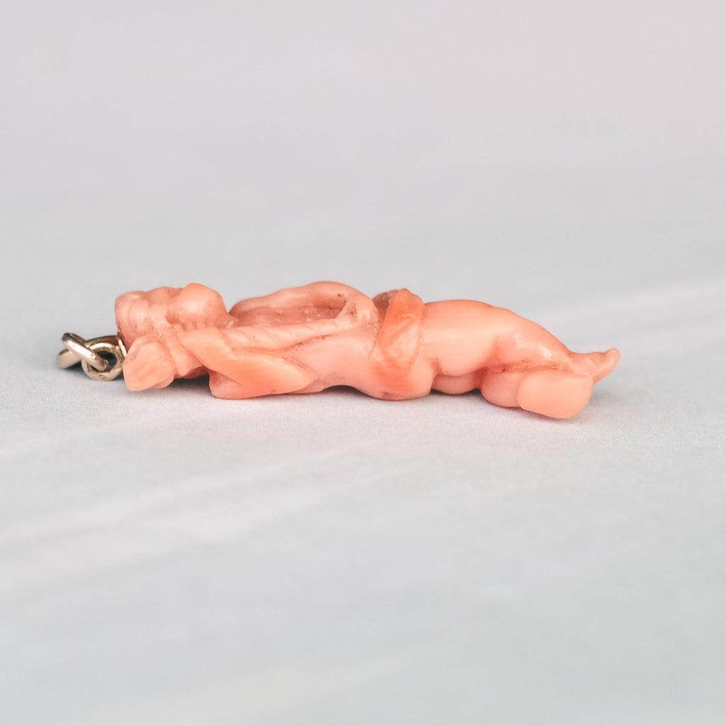 Georgian Coral Cupid & Torch Pendant - Lost Owl Jewelry