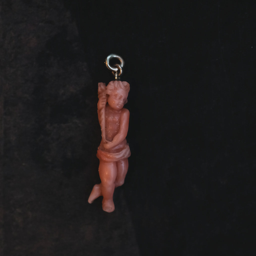 Georgian Coral Cupid & Torch Pendant - Lost Owl Jewelry