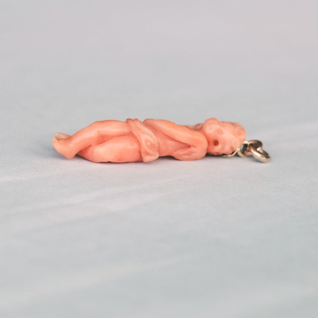 Georgian Coral Cupid & Torch Pendant - Lost Owl Jewelry