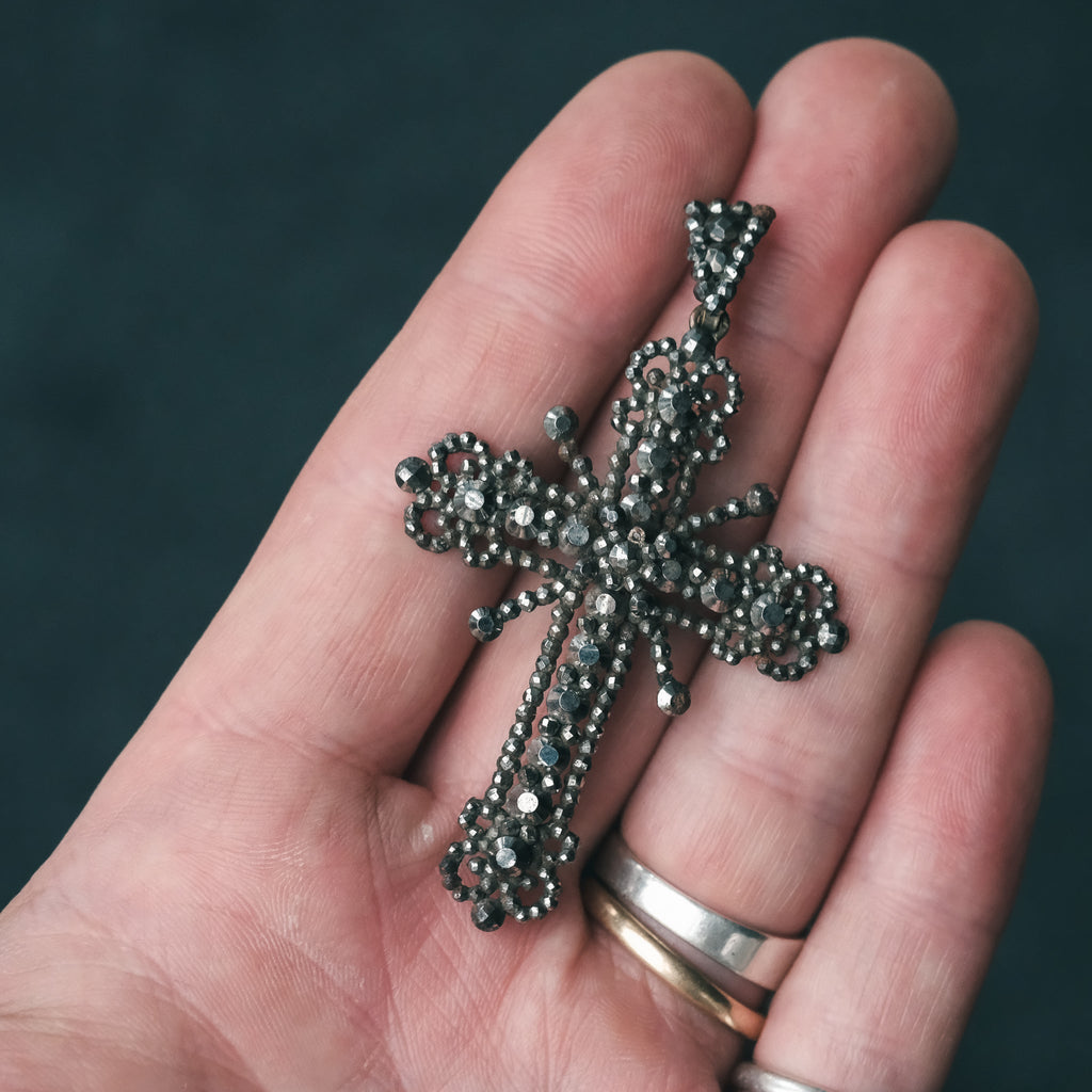 Georgian Cut Steel Cross - Lost Owl Jewelry