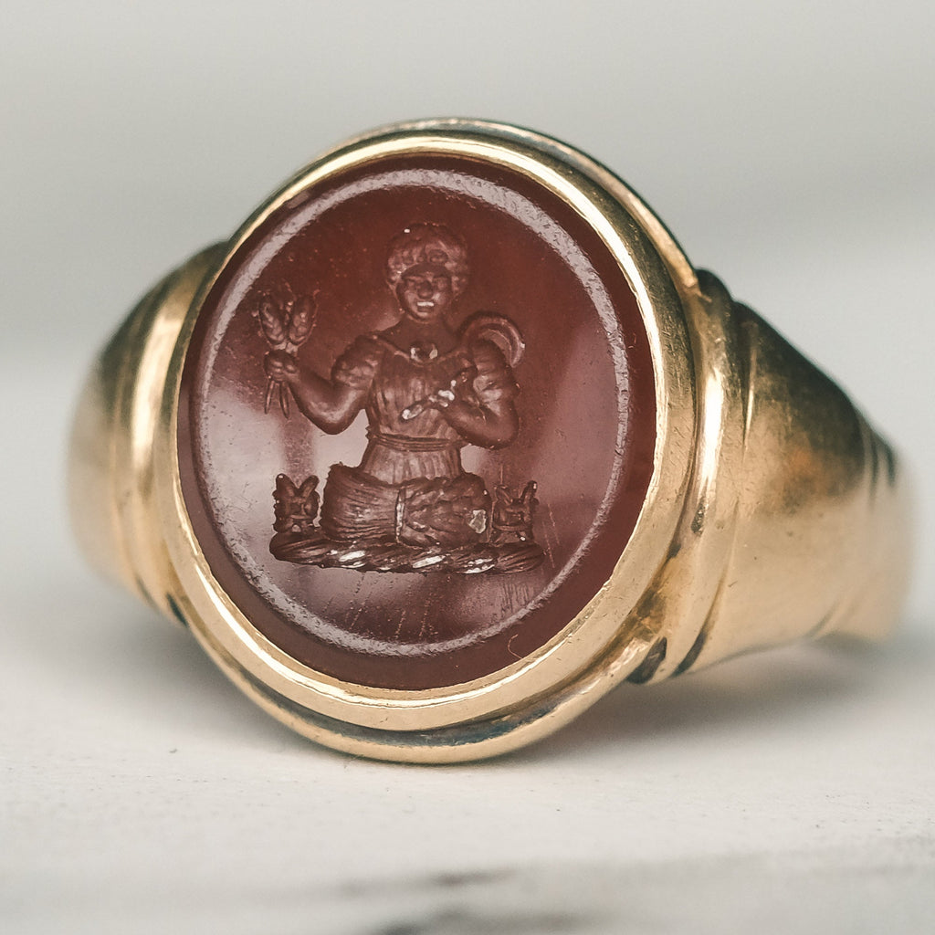 Georgian Demeter Intaglio Signet Ring - Lost Owl Jewelry