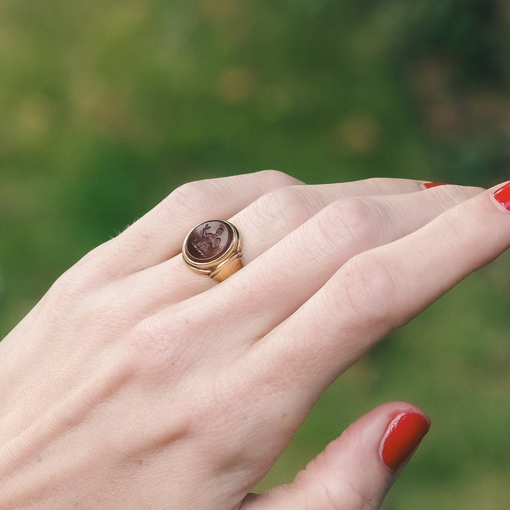 Georgian Demeter Intaglio Signet Ring - Lost Owl Jewelry