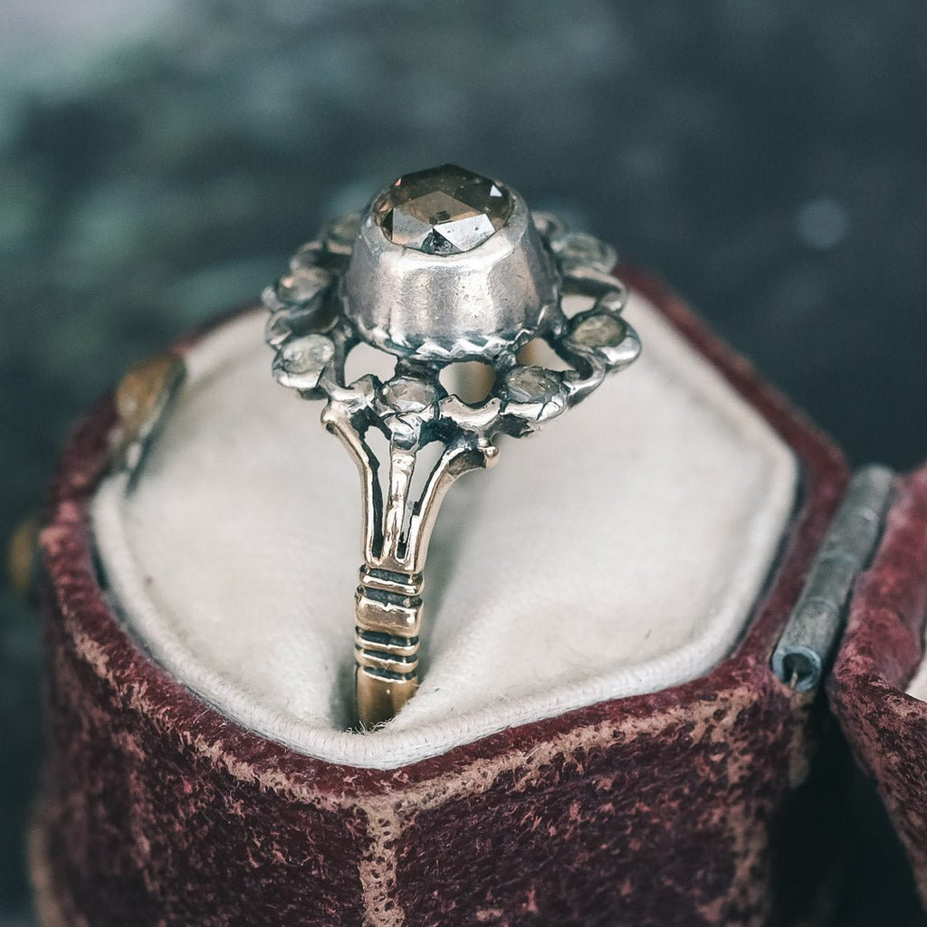 Georgian Fancy Diamond Cluster Ring - Lost Owl Jewelry