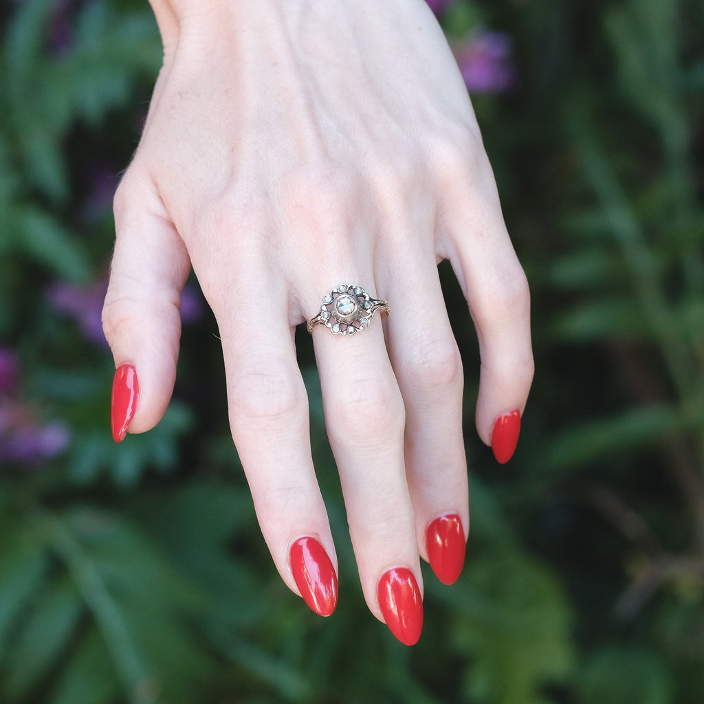 Georgian Fancy Diamond Cluster Ring - Lost Owl Jewelry