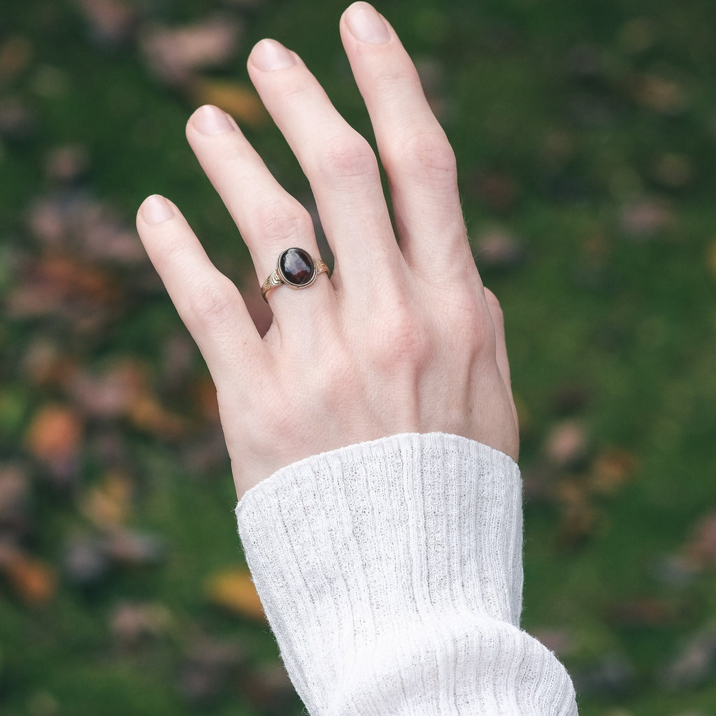 Georgian Garnet Cabochon Ring - Lost Owl Jewelry