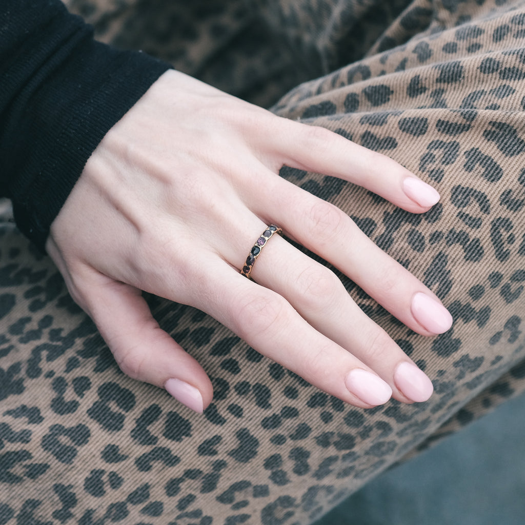 Georgian Garnet Eternity Ring - Lost Owl Jewelry