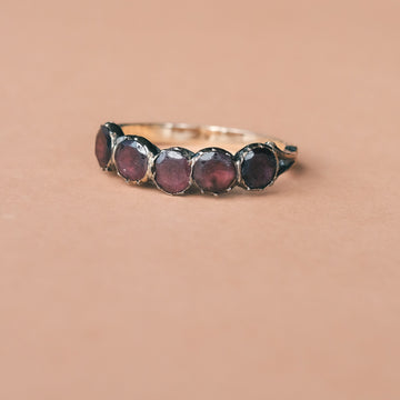 Georgian Garnet Half - Hoop Ring - Lost Owl Jewelry