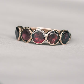 Georgian Garnet Half - Hoop Ring - Lost Owl Jewelry