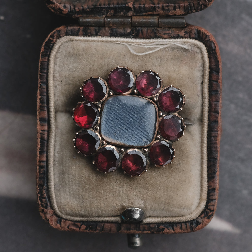 Georgian Garnet Locket Brooch - Lost Owl Jewelry