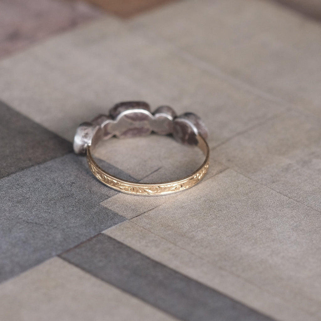 Georgian Garnet & Pearl Half - Hoop - Lost Owl Jewelry