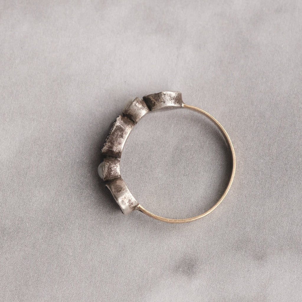 Georgian Garnet & Pearl Half - Hoop - Lost Owl Jewelry