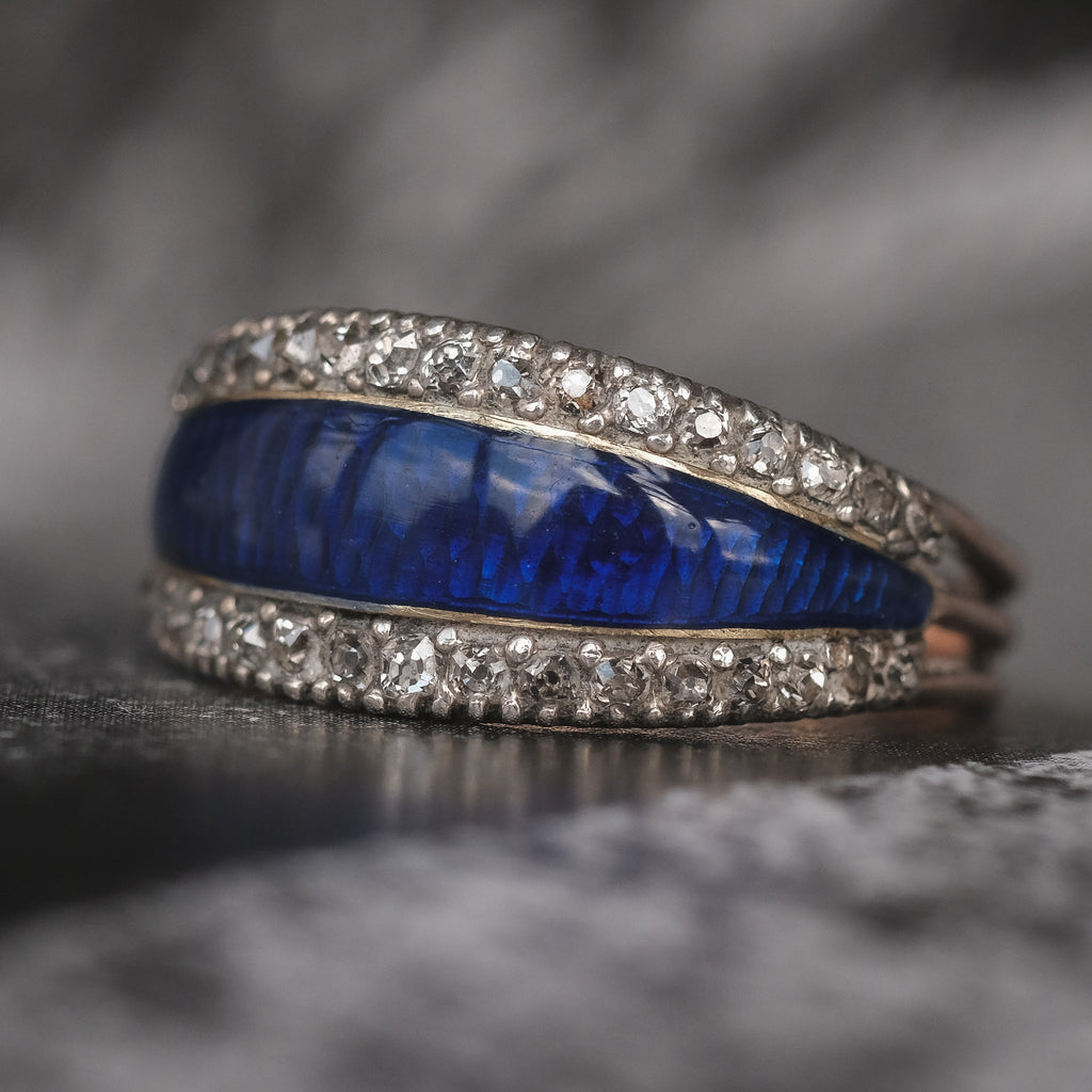 Georgian Guilloché Enamel Band - Lost Owl Jewelry