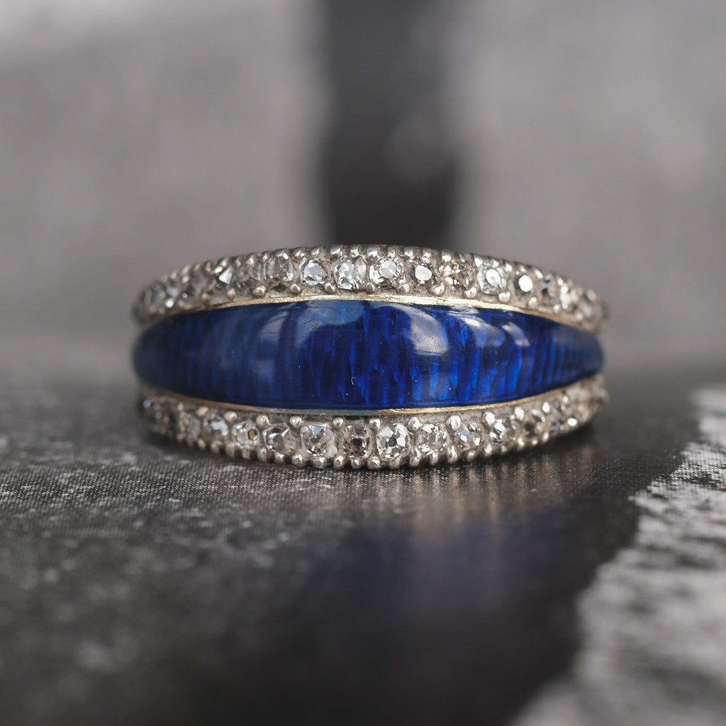 Georgian Guilloché Enamel Band - Lost Owl Jewelry