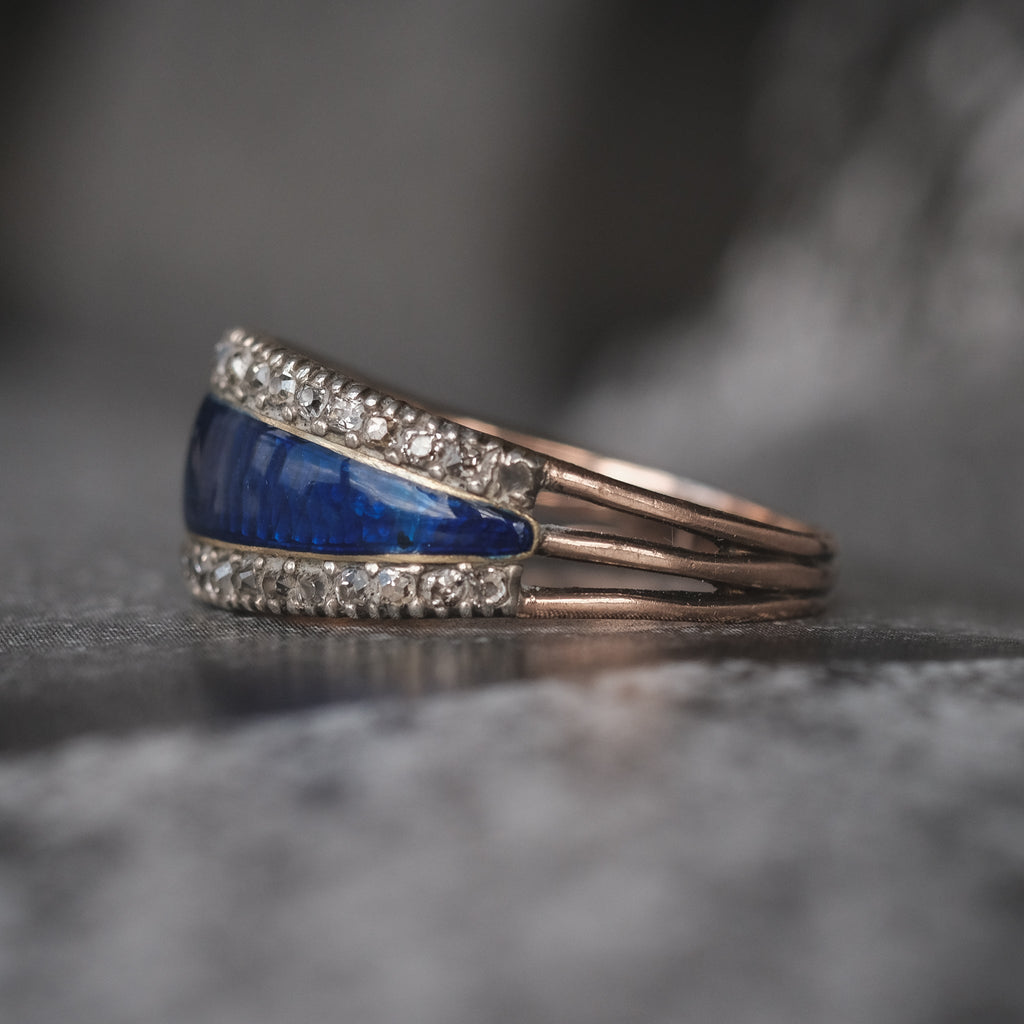 Georgian Guilloché Enamel Band - Lost Owl Jewelry