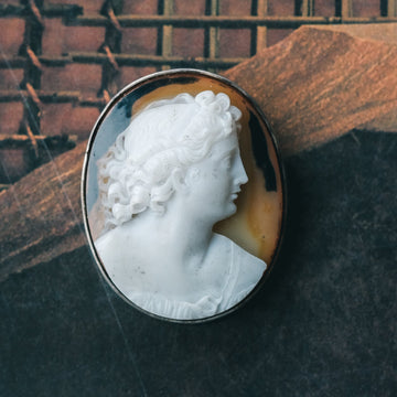 Georgian Hardstone Cameo Brooch - Lost Owl Jewelry