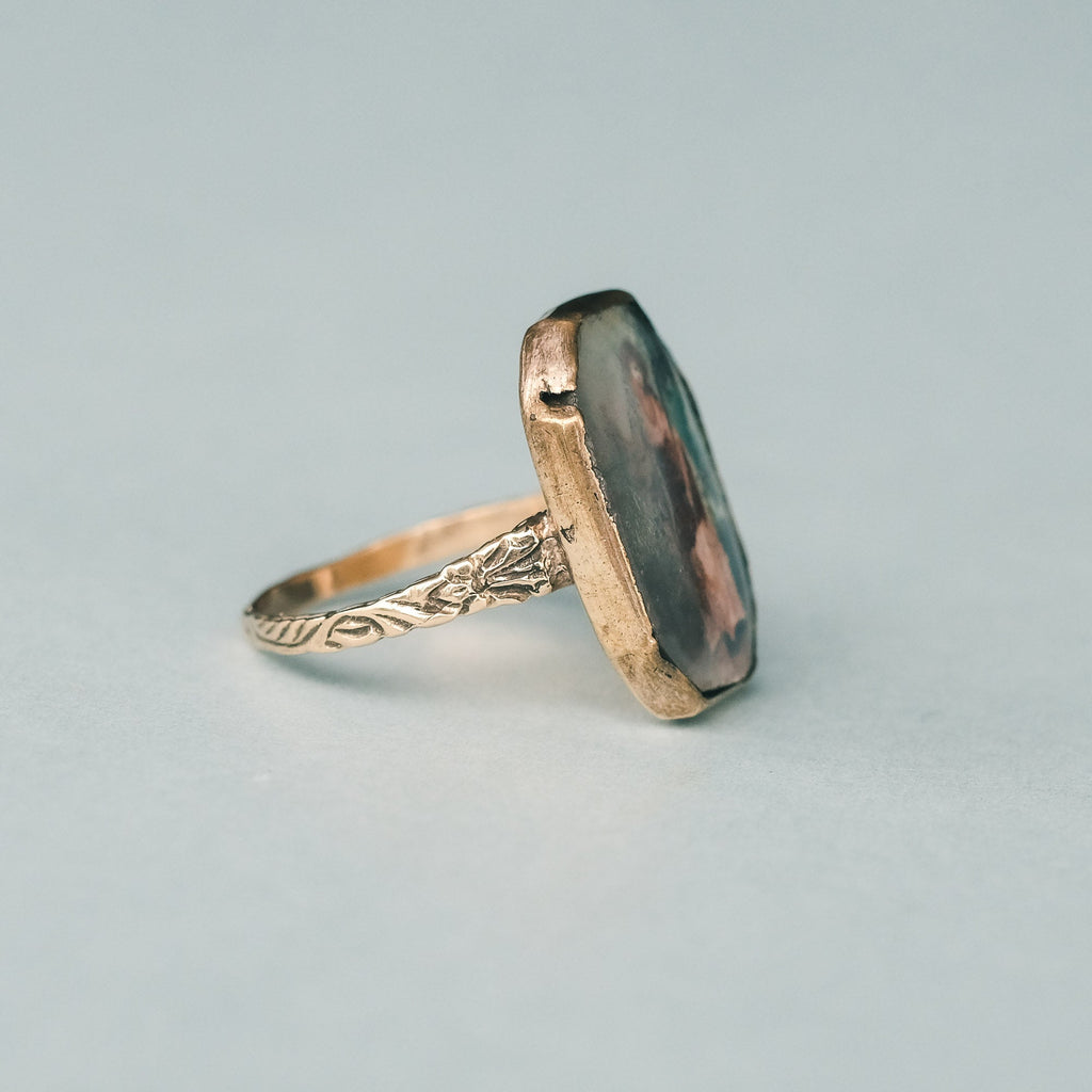 Georgian Lady Justice Miniature Portrait Ring - Lost Owl Jewelry