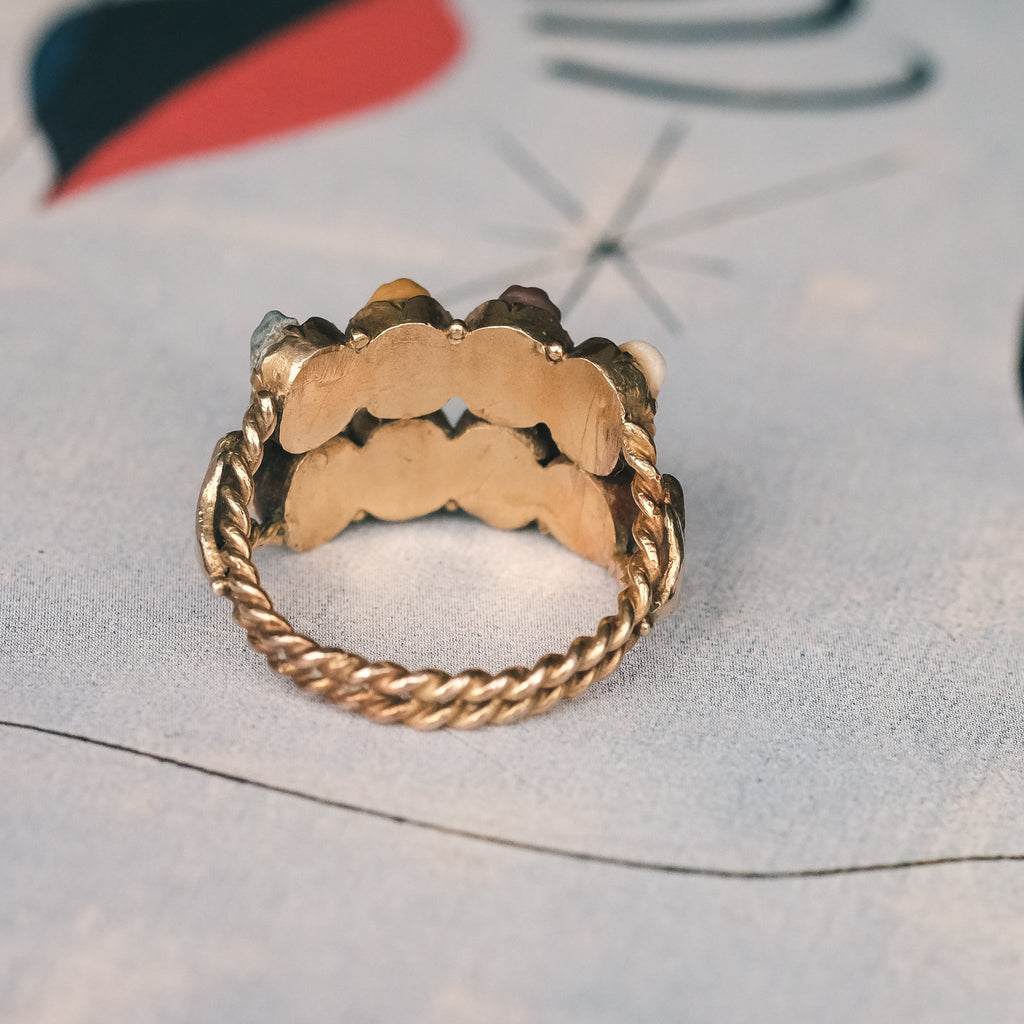 Georgian Lava Cameos Ring - Lost Owl Jewelry