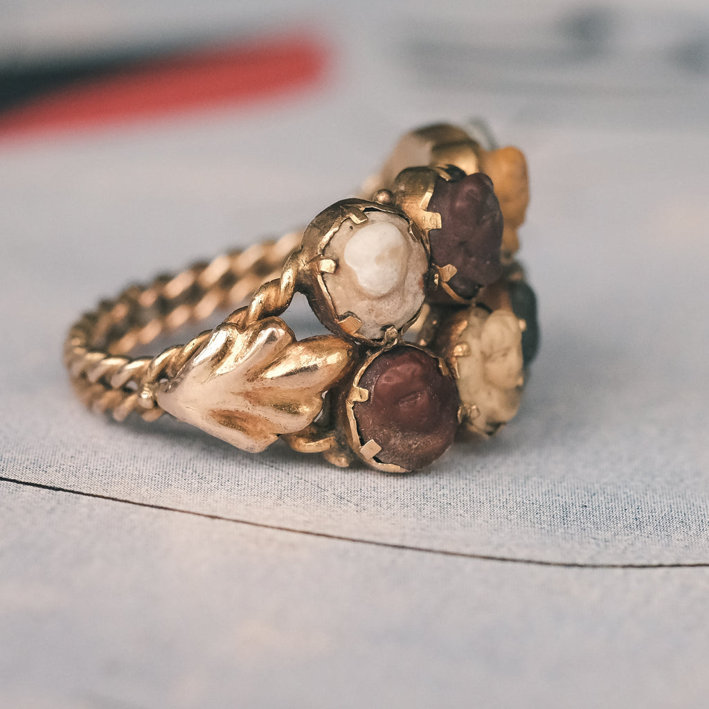 Georgian Lava Cameos Ring - Lost Owl Jewelry