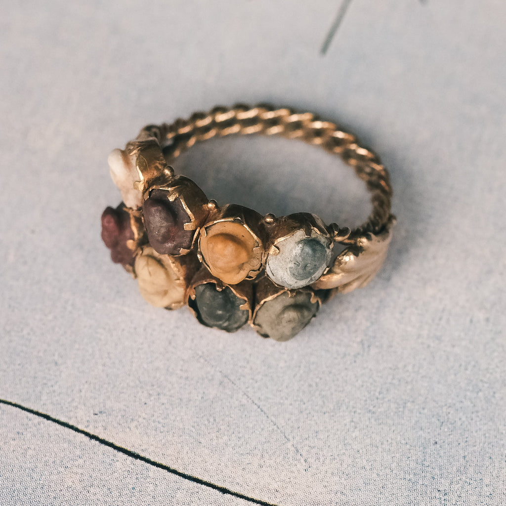 Georgian Lava Cameos Ring - Lost Owl Jewelry