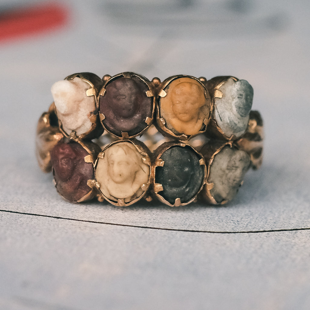 Georgian Lava Cameos Ring - Lost Owl Jewelry