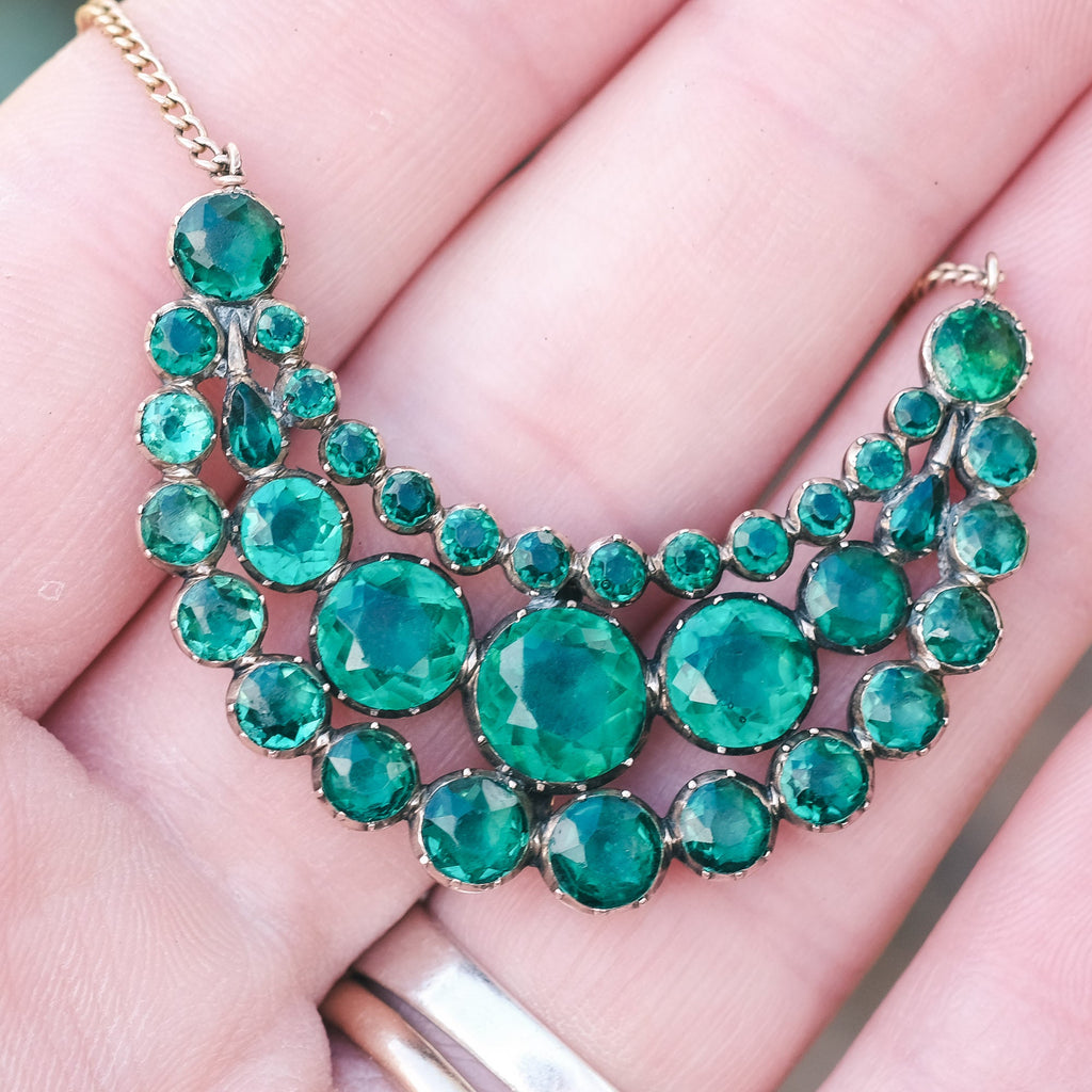 Georgian Paste Crescent Necklace - Lost Owl Jewelry